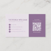 Klasse Zachte Lavendel Script QR Code Visitekaartje (Achterkant)