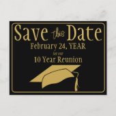 Klassehereniging Bewaar de datum Zwart Goud QR Cod Briefkaart (Voorkant)