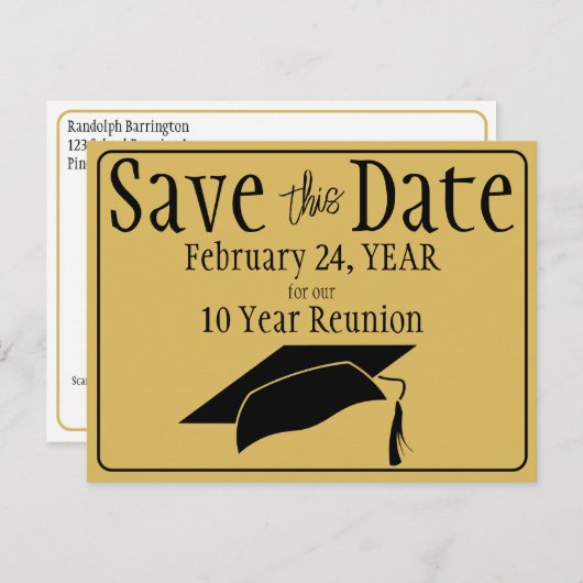 Klassehereniging Bewaar de datum Zwart Goud QR Cod Briefkaart (Voorkant / Achterkant)
