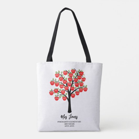 klassenamen leraar dank je appelwoord kunst draagtas (Achterkant)