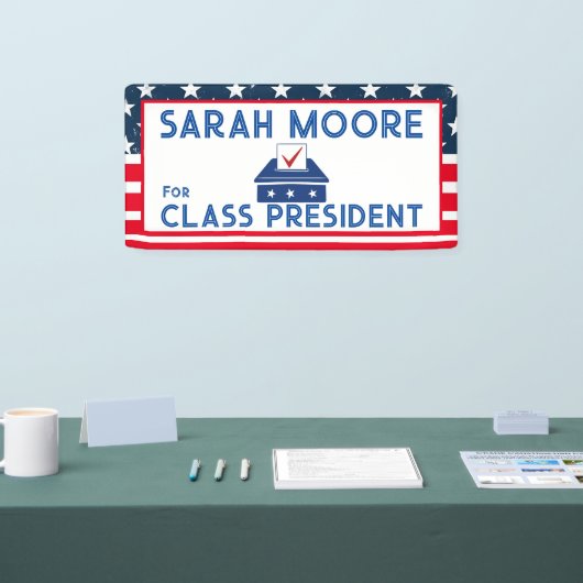 Klassestemming" Blauw en rood Verkiezingsschool Spandoek (Beurs)