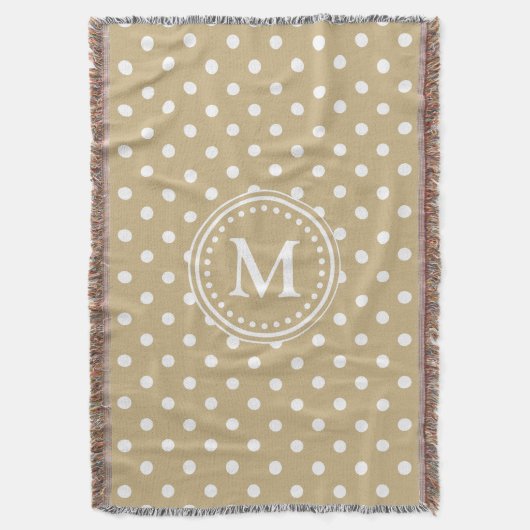 Klassic Khaki en White Polka Dot Monogram Deken (Voorkant Verticaal)