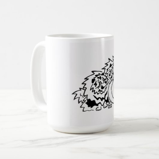 Klassiek 15 oz. mok met KCA-illustraties (Voorkant links)