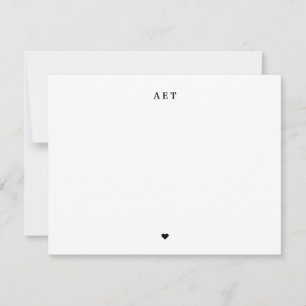 Klassiek 3 Initiaal Monogram met Een Hartje Notitiekaartje