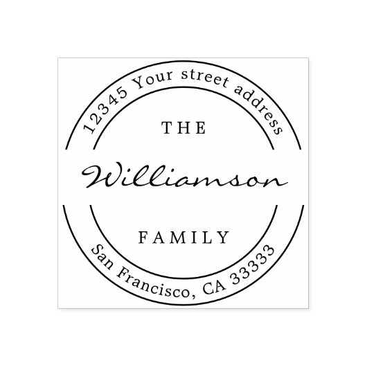 Klassiek adres familienaam rubberstempel (Afrduk)