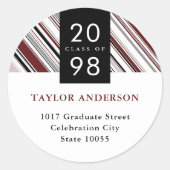 Klassiek Afstuderen Stripes Return-adres Ronde Sticker (Voorkant)