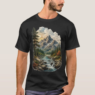 Klassiek alpien wildernis berglandschap t-shirt