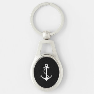 Klassiek anchor zwart-wit Nautisch ontwerp Sleutelhanger