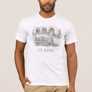 *~* Klassiek  Antiek Man autoschets T-shirt