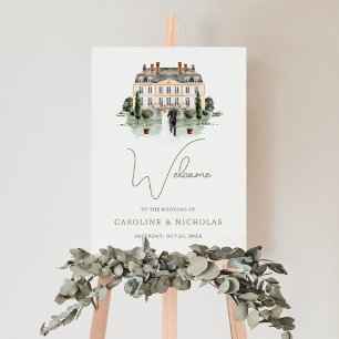 Klassiek aquarel Engels landhuis trouwen Poster