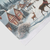 Klassiek aquarel Kerst dorp met rendieren Tissuepapier (Detail)