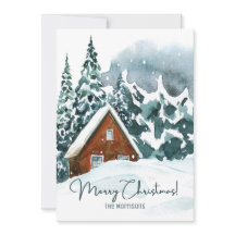 Klassiek Aquarel Winter Woud Vrolijk Kerstfeest
