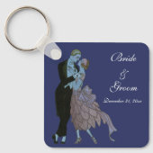 Klassiek Art Deco Bruidspaar, Verliefde Huwelijksd Sleutelhanger (Voorkant)