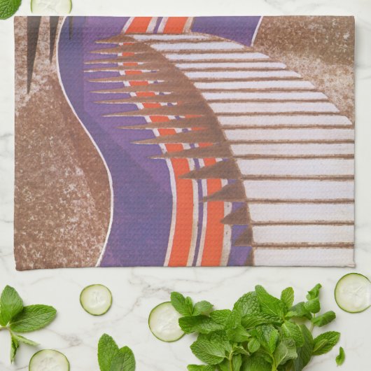 Klassiek Art Deco Jazz Pochoir Trap Patroon Theedoek (Gevouwen)