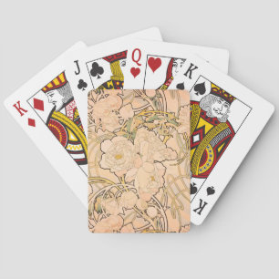 Klassiek Art Nouveau Pioenentuin Patroon van Mucha Pokerkaarten