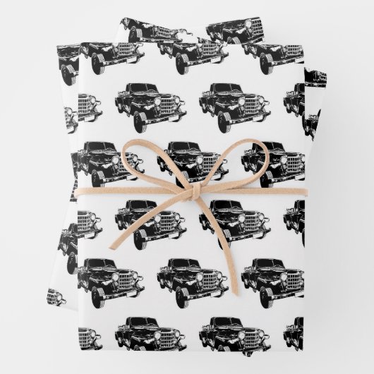 Klassiek auto grafisch motief patroon inpakpapier vel (In situ)