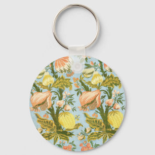 Klassiek Barok Bloemig Fruit Damast Textiel Sleutelhanger