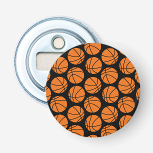 Klassiek basketbalpatroon op zwart button flesopener