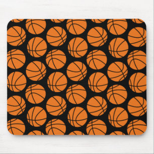 Klassiek basketbalpatroon op zwart muismat