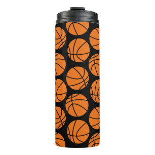 Klassiek basketbalpatroon op zwart thermosbeker
