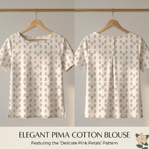 Klassiek Beige Bloem Motief Pima Katoenen Stof