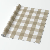 Klassiek Beige Buffelgeruit Cadeaupapier (Uitgerold)