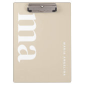 Klassiek beige crème monogram klembord (Voorkant)
