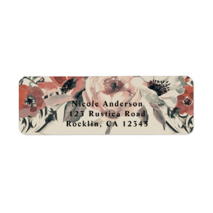 Klassiek Beige Elegante Botanische Bloemige Bruilo Etiket