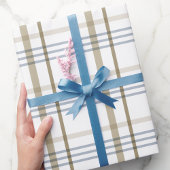 Klassiek Beige en blauw geruite patroon Cadeaupapier