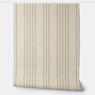 Klassiek Beige Neutraal Ticking Streeppatroon Behang