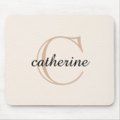 Klassiek Beige Script Monogram Muismat (Voorkant)