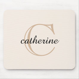 Klassiek Beige Script Monogram Muismat