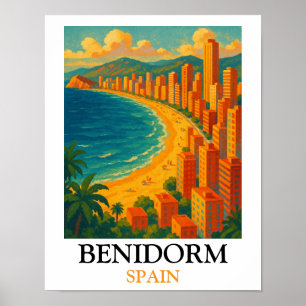Klassiek Benidorm Spanje Zomer Vakantie Poster