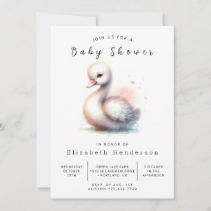 Klassiek bewerkbaar Swan Baby shower Kaart