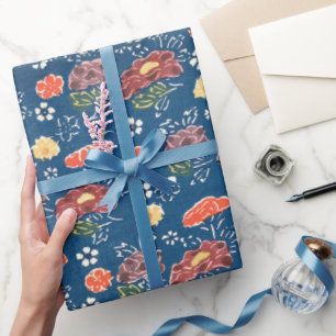 Klassiek Bingata-patroon: Pioenrozen en kleine ker Cadeaupapier