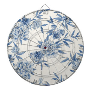 Klassiek Blauw Bloemmotief Toile Waterverfpatroon Dartbord