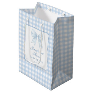 Klassiek blauw boog baby shower dank u cadeau tass medium cadeauzakje