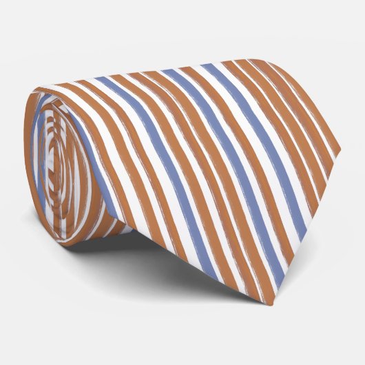 Klassiek blauw en bruin gestreepte Stropdas (Opgerold)
