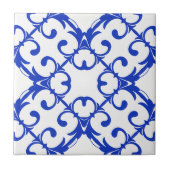 Klassiek blauw en wit Azulejo Damask Pattern Tegeltje (Voorkant)