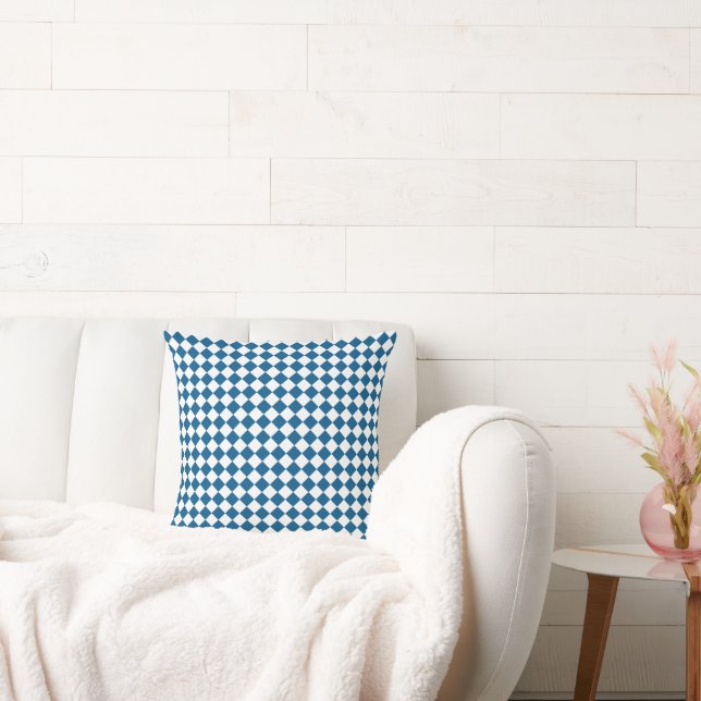 Klassiek blauw en wit Checkerboard Kussen (Bank)