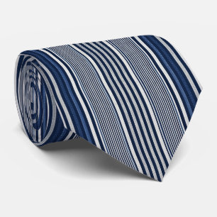 Klassiek blauw en wit gestreept  stropdas