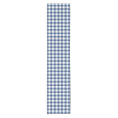 Klassiek blauw en wit Gingham Check patroon Korte Tafelloper (Voorkant)