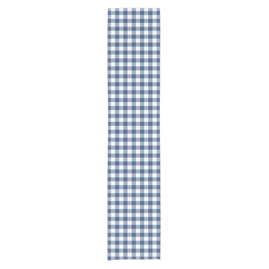 Klassiek blauw en wit Gingham Check patroon Korte Tafelloper (Voorkant)