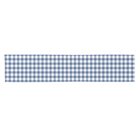 Klassiek blauw en wit Gingham Check patroon Korte Tafelloper (Horizontaal)
