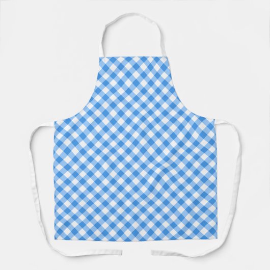 Klassiek blauw en wit gingham geplakt schort (Voorkant)