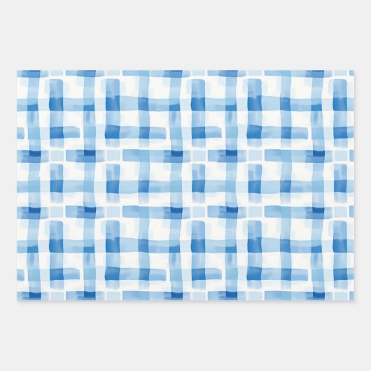 Klassiek blauw en wit Gingham geruit patroon Inpakpapier Vel (Voorkant)