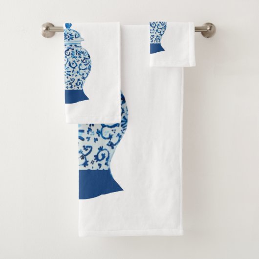 Klassiek blauw en witte gember jar bad handdoek (Insitu)