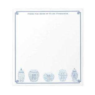 Klassiek blauw en witte gember jars gepersonalisee notitieblok
