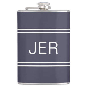 Klassiek Blauw Gepersonaliseerd Monogram Initiaal Heupfles
