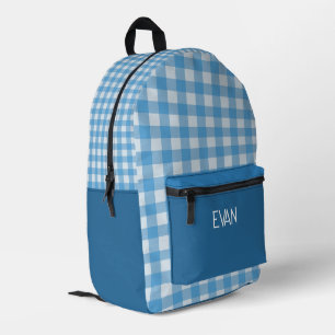Klassiek blauw geruit patroon Persoonlijke school Bedrukte Rugzak